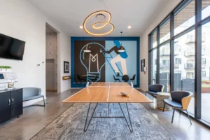Modern lounge with ping pong table