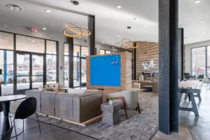 Modern lounge with stylish furniture.