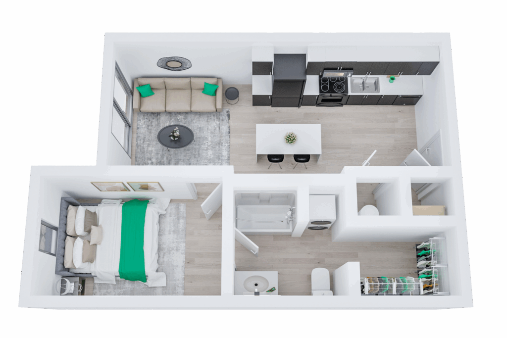 1BR/1BA – The Mercer